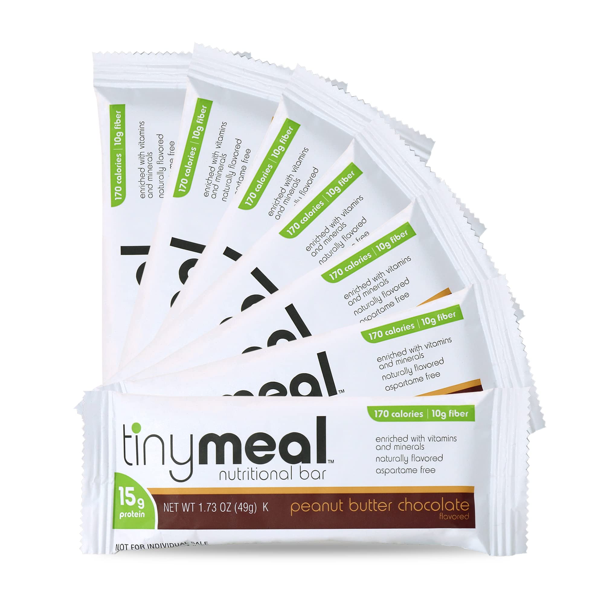 Tiny Meal Protein Bars by R-Kane Nutritionals - High Protein High Fiber Meal Replacement Snack for On-The-Go Nutrition - 15g Protein / 9g Fiber / 170 Calories per Bar (7 Count) (Peanut Butter Chocolate)