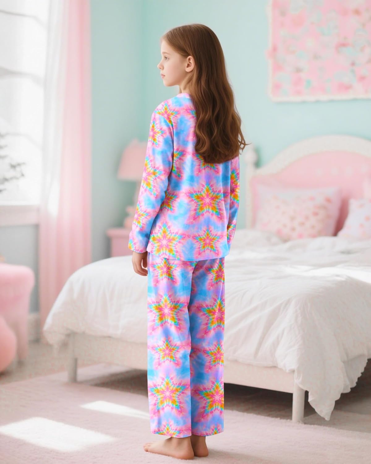 Sylfairy Girls Pajamas 2-Piece Pjs Set Kids Long Sleeve and Pants Jammies Casual Wear Girls' Sleepwear Lounge Clothes Big Kid - Image 4