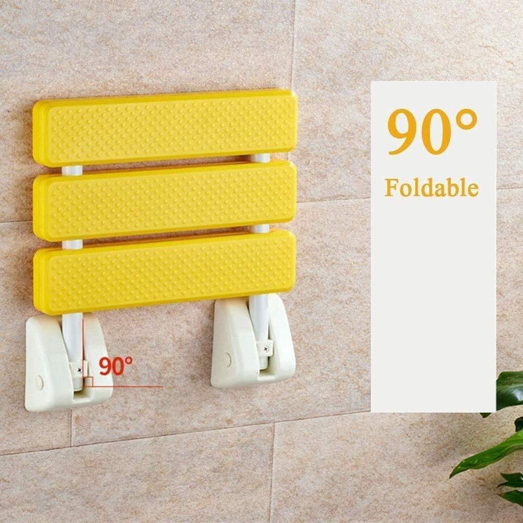 Asiento de Ducha Abatible, Asiento de Ducha de Pared, Asiento de Ducha Abatible Antideslizante para Ancianos, Discapacitados Y Embarazadas, Con Una Carga de 150 Kg Yellow