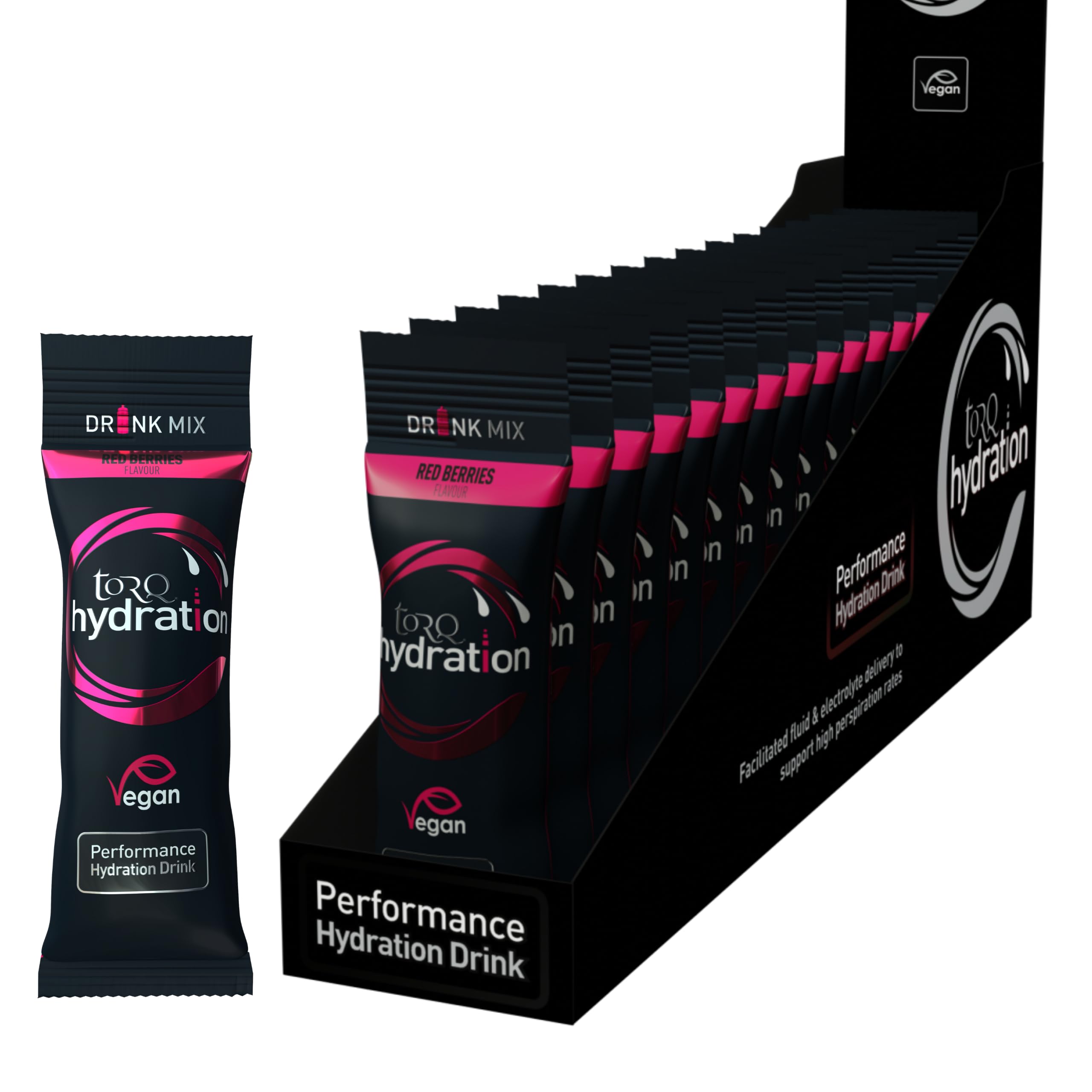 Torq Hydration - Red Berries - Rapid Rehydration Electrolytes Powder Hypotonic Profile Running, Cycling, Sports Hydration Drink - Single Serve - Box of 15