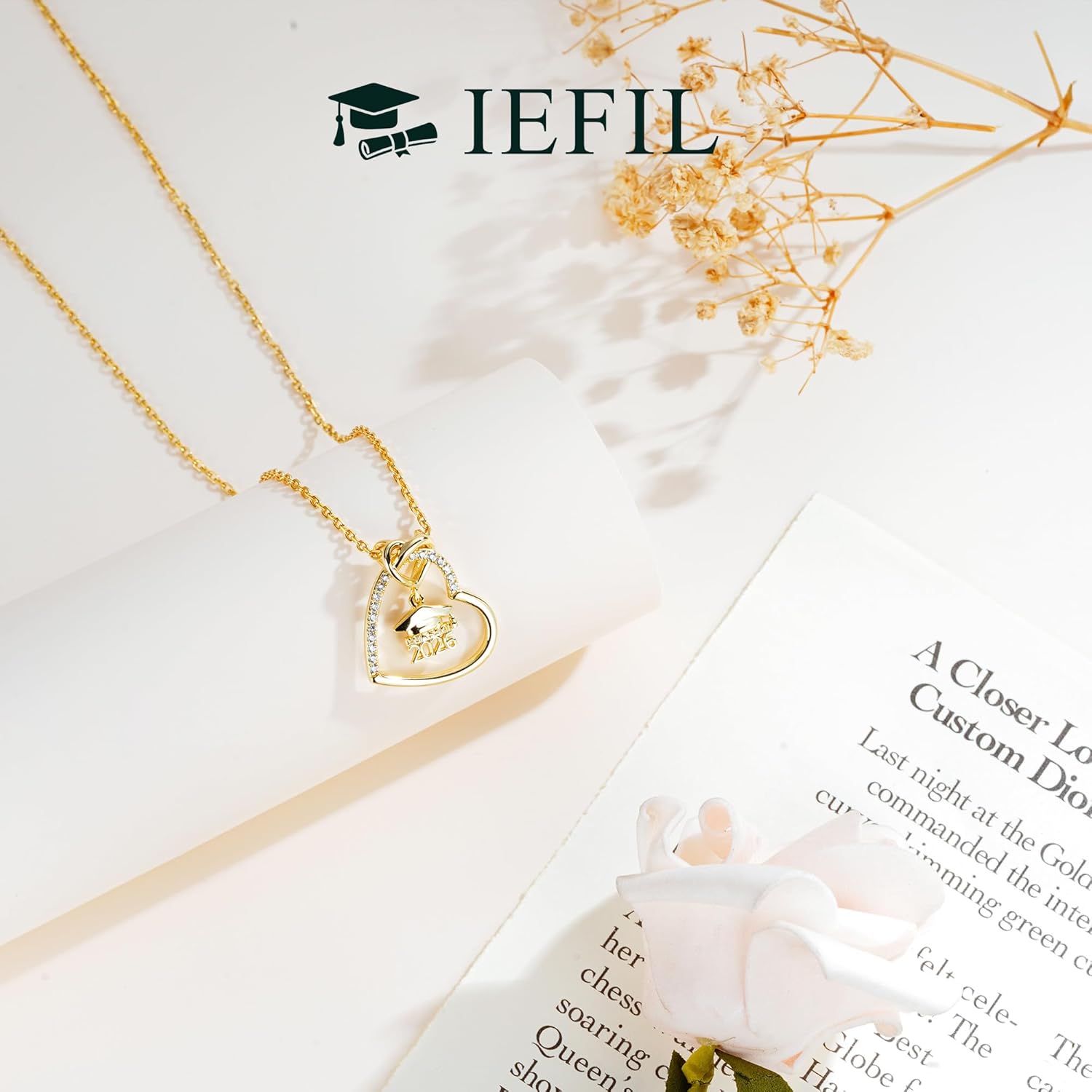 Iefil 2026 Graduation Gifts for Her - 925 Sterling Silver Heart Graduation Necklace