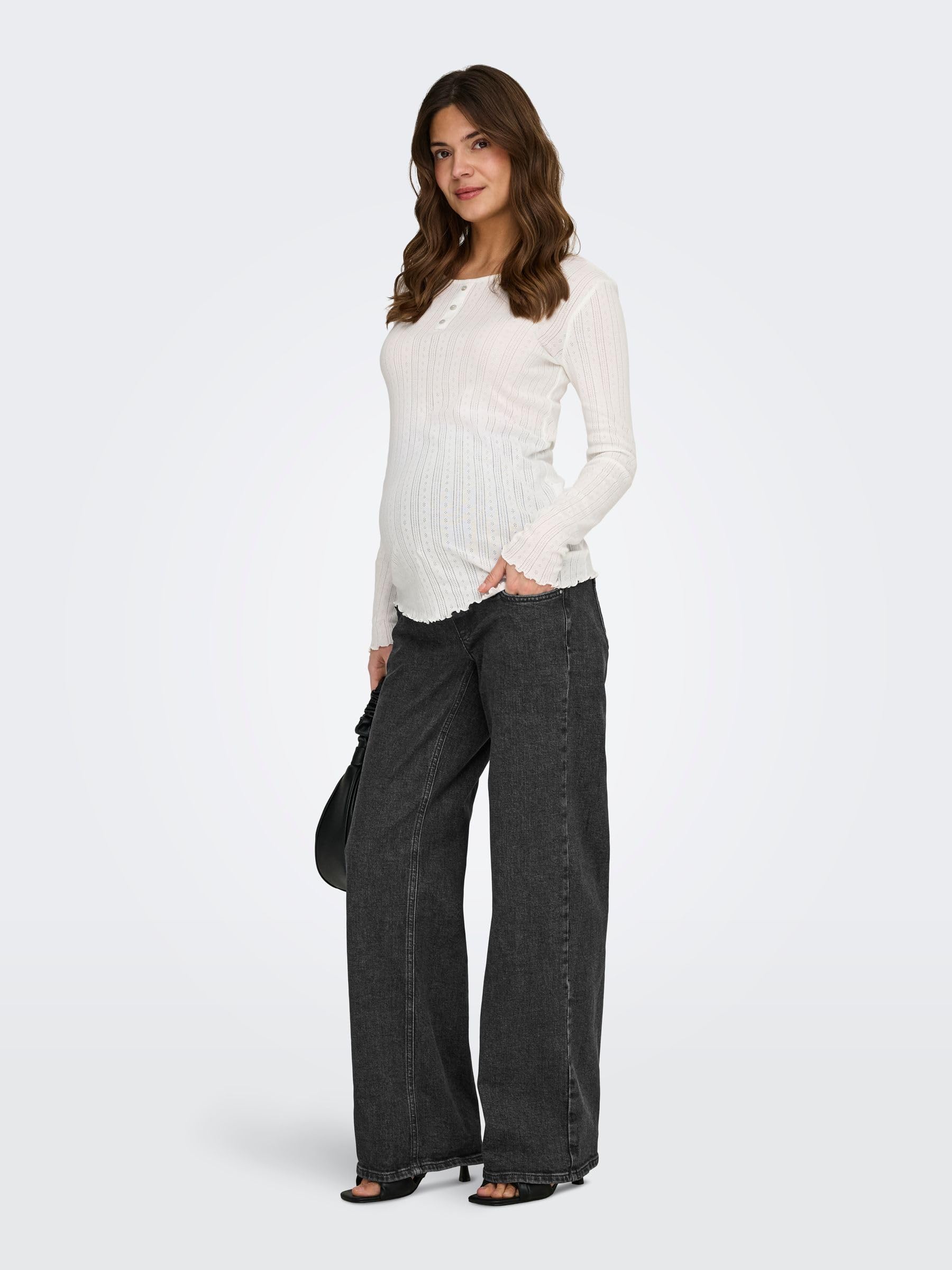 ONLY OLMJUICY Jean pour femme avec jambes larges Taille haute Coupe droite
