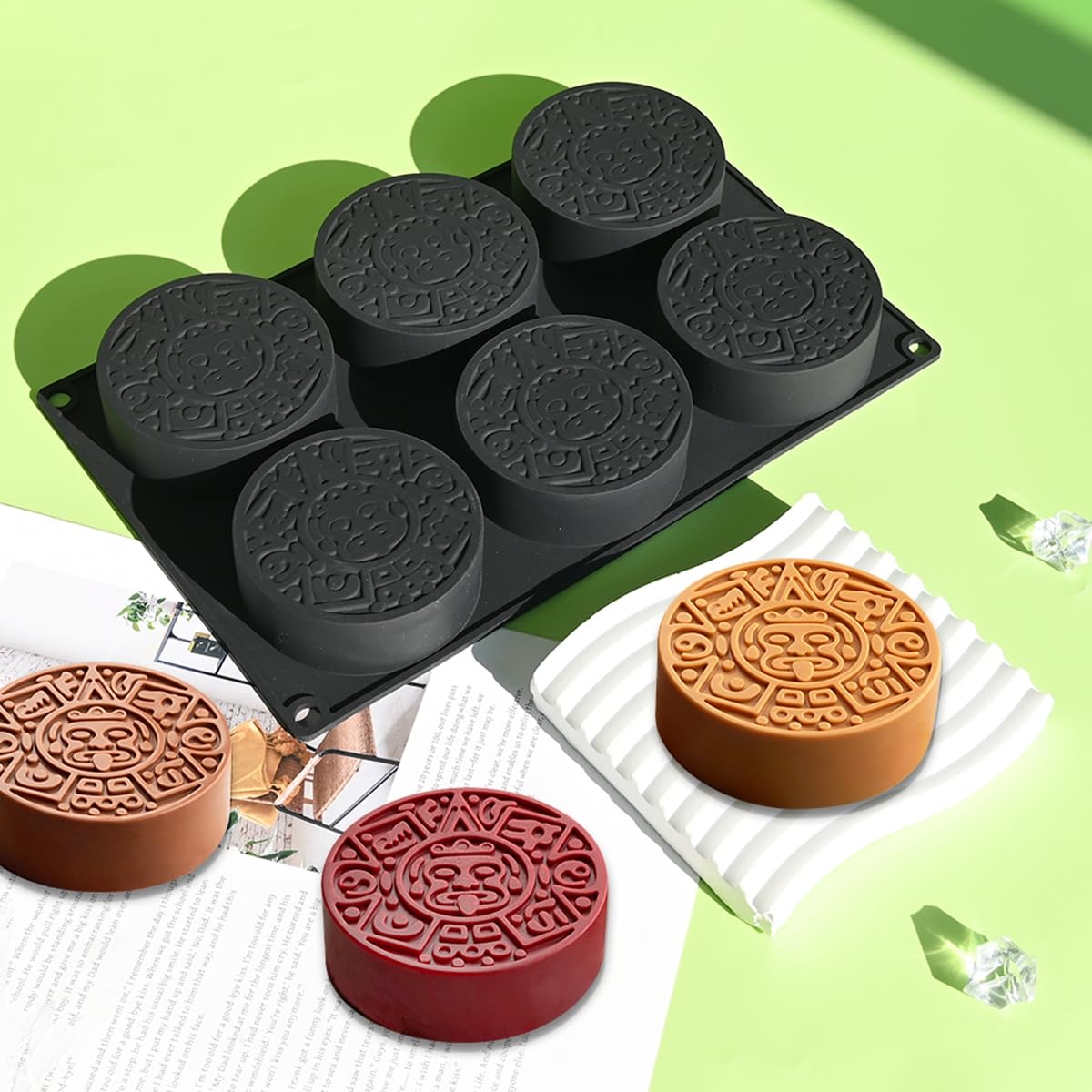 mostsom Moule en silicone 3D cylindrique 6 cavités pour chocolat, mousse, gelée, pudding, dessert (B_ cylindre)