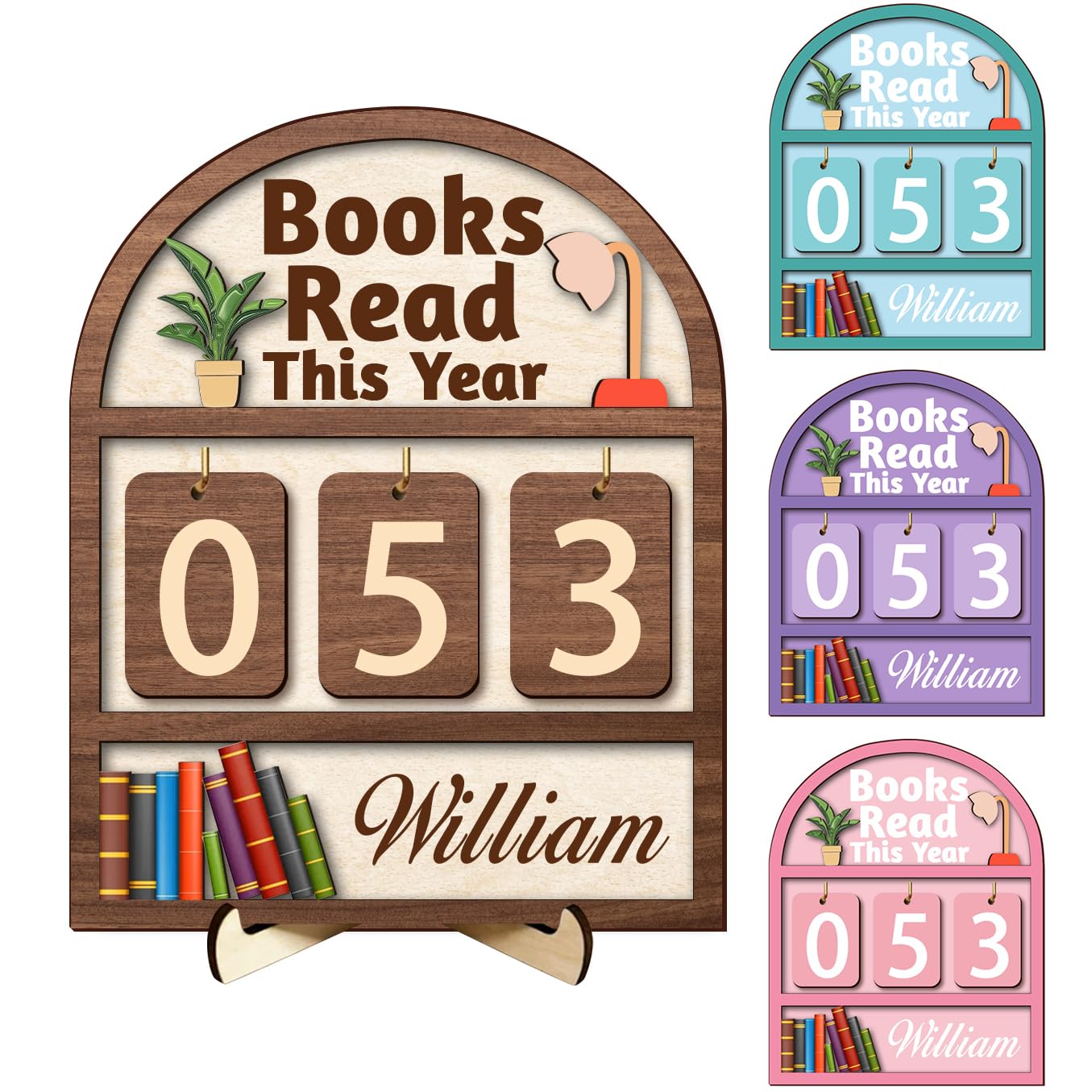 Hvnywmmg Style 5 Books Read This Year Counter Sign – Personalized Reading Tracker Plaque, Custom Bookish Gifts For Readers, Librarians, Teachers – Bookshelf Décor For Reading Challenge