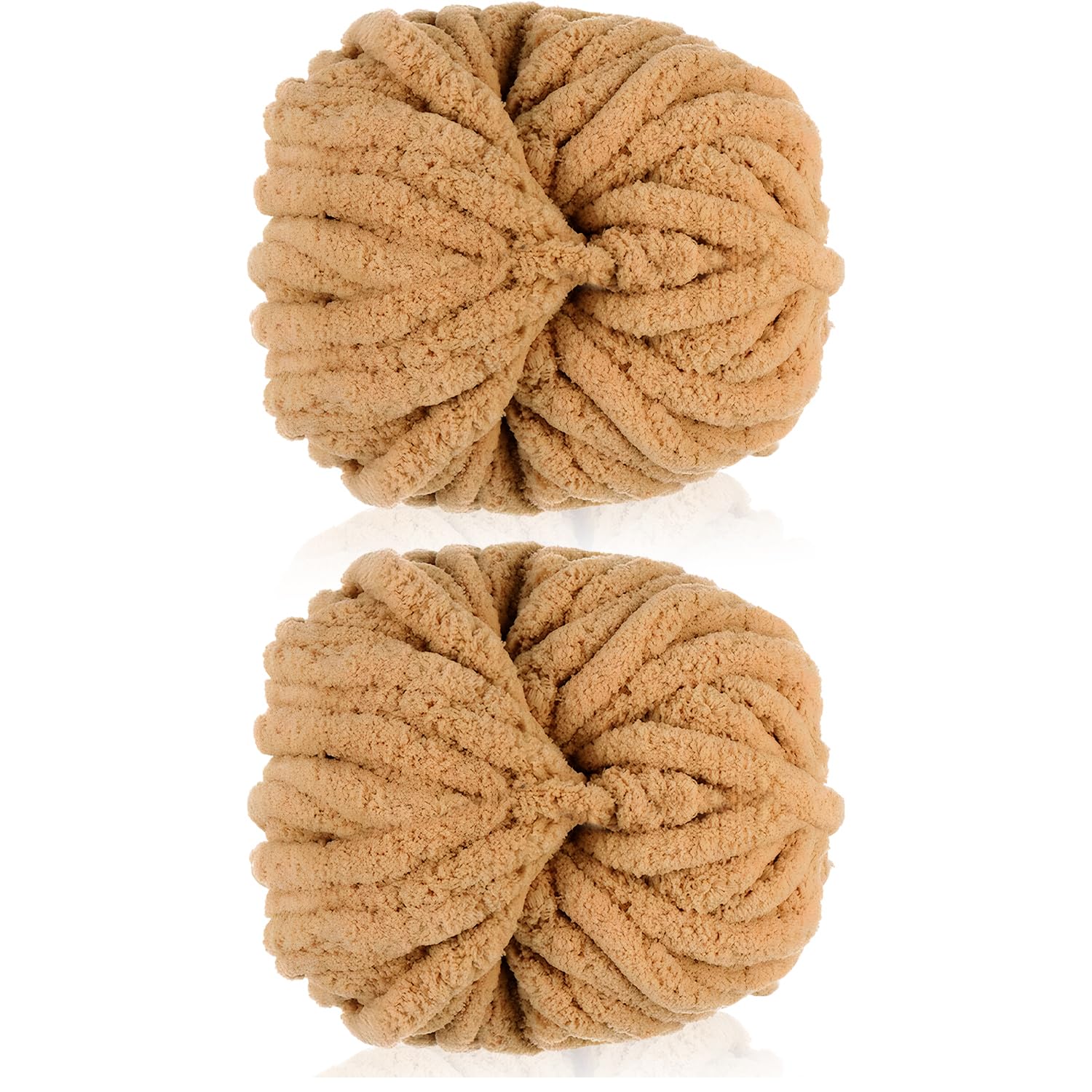 Cnwinu 500g(2*250g) Chenille Wolle zum Häkeln, Wolle Zum Stricken, Chunky Yarn für Armstricken, Strickwolle Dickes Garn, Super Soft Handstrickgarn, Chunky Garn für Taschen,Mützen,Schals,Puppen,Decken