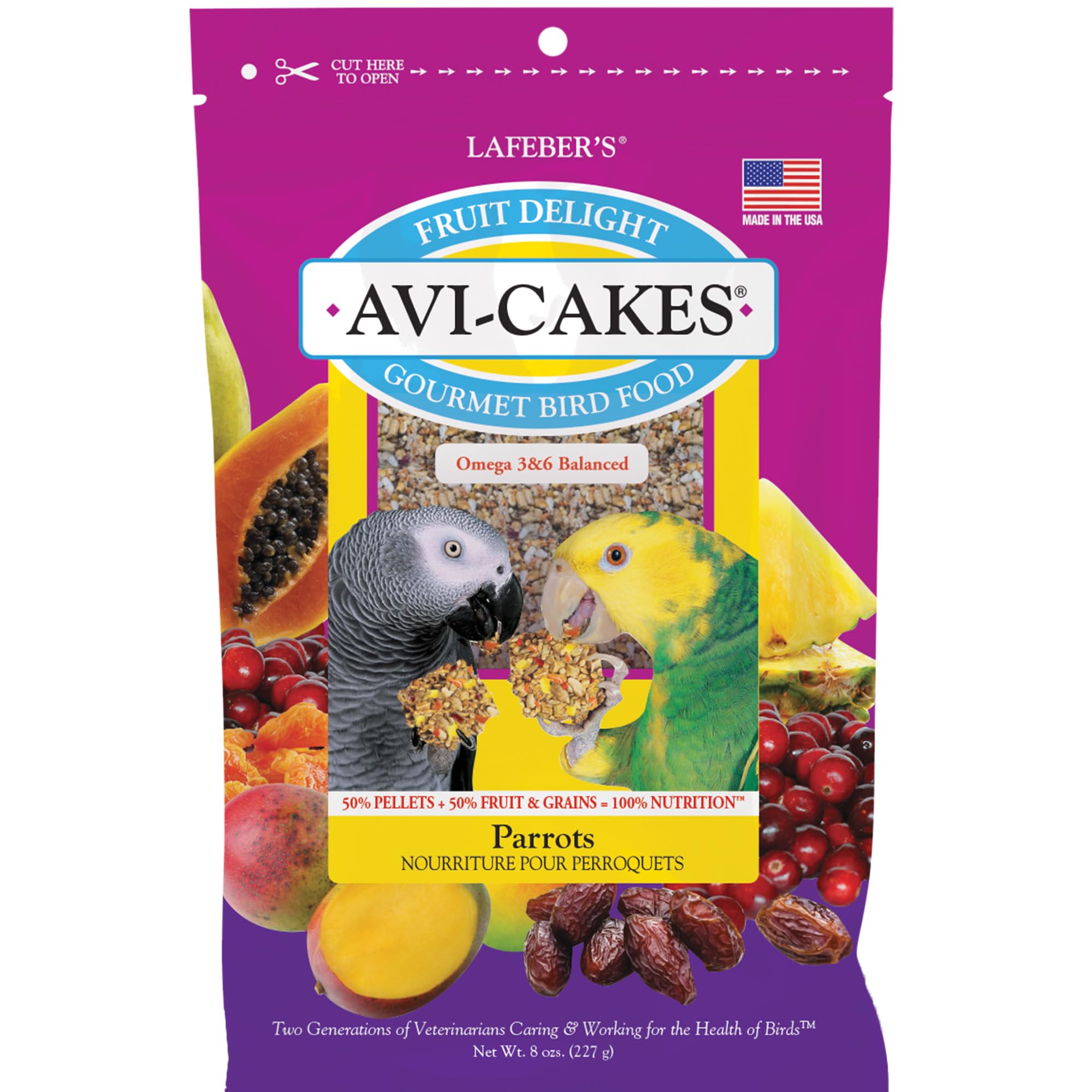 Lafeber Fruit Delight Avi-Cakes Pet Bird Food, Made with Non-GMO and Human-Grade Ingredients, for Parrots, 8 oz