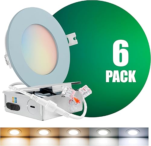 Miniatura 8 de Qplus Iluminación empotrada de 4 pulgadas con caja de conexiones, ubicación húmeda, luces LED empotrables de 5 CCT regulables, 2700 K3000 K3500
