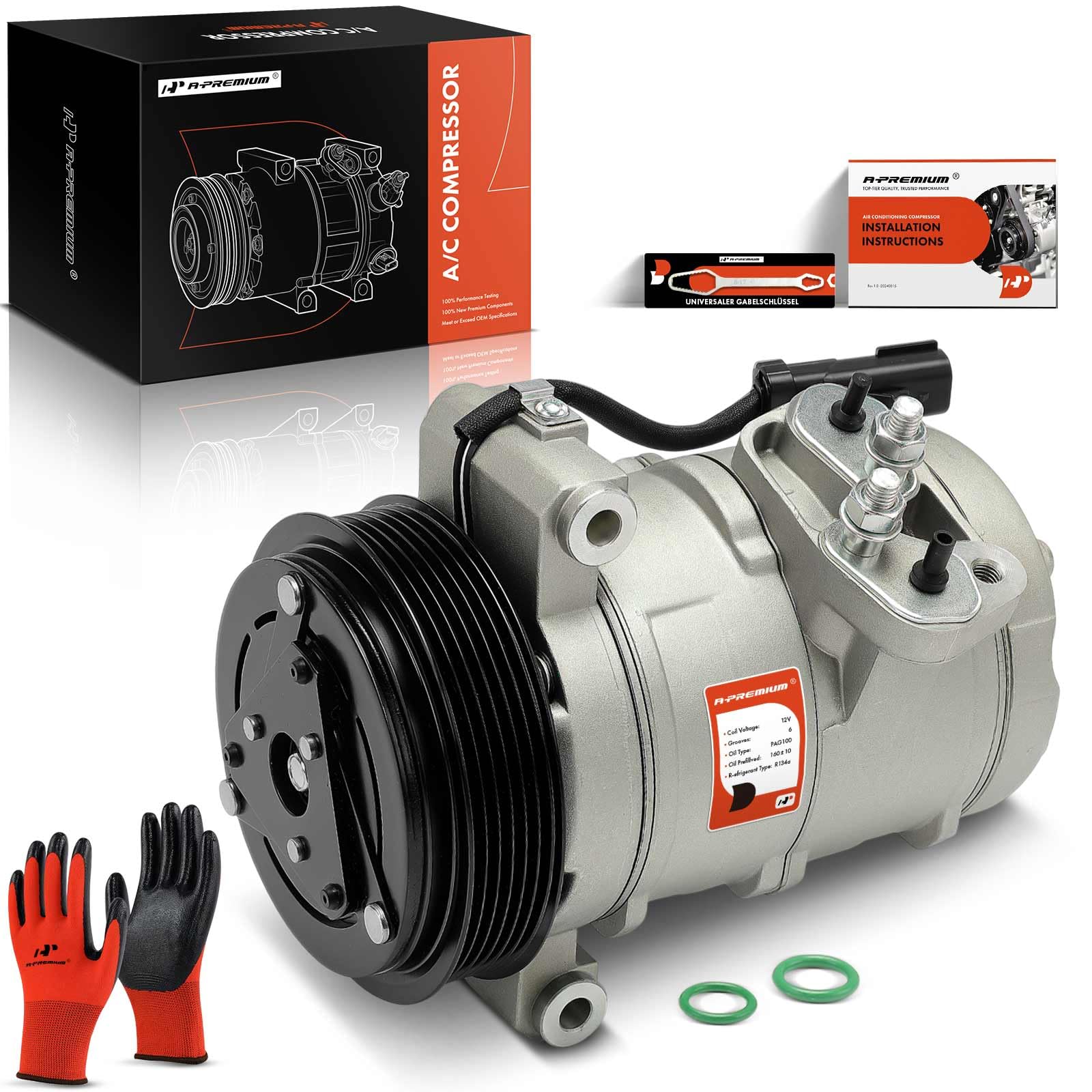 A-Premium Air Conditioner AC Compressor with Clutch Compatible with Jeep Wrangler 3.8L 2007-2011 Sport Utility