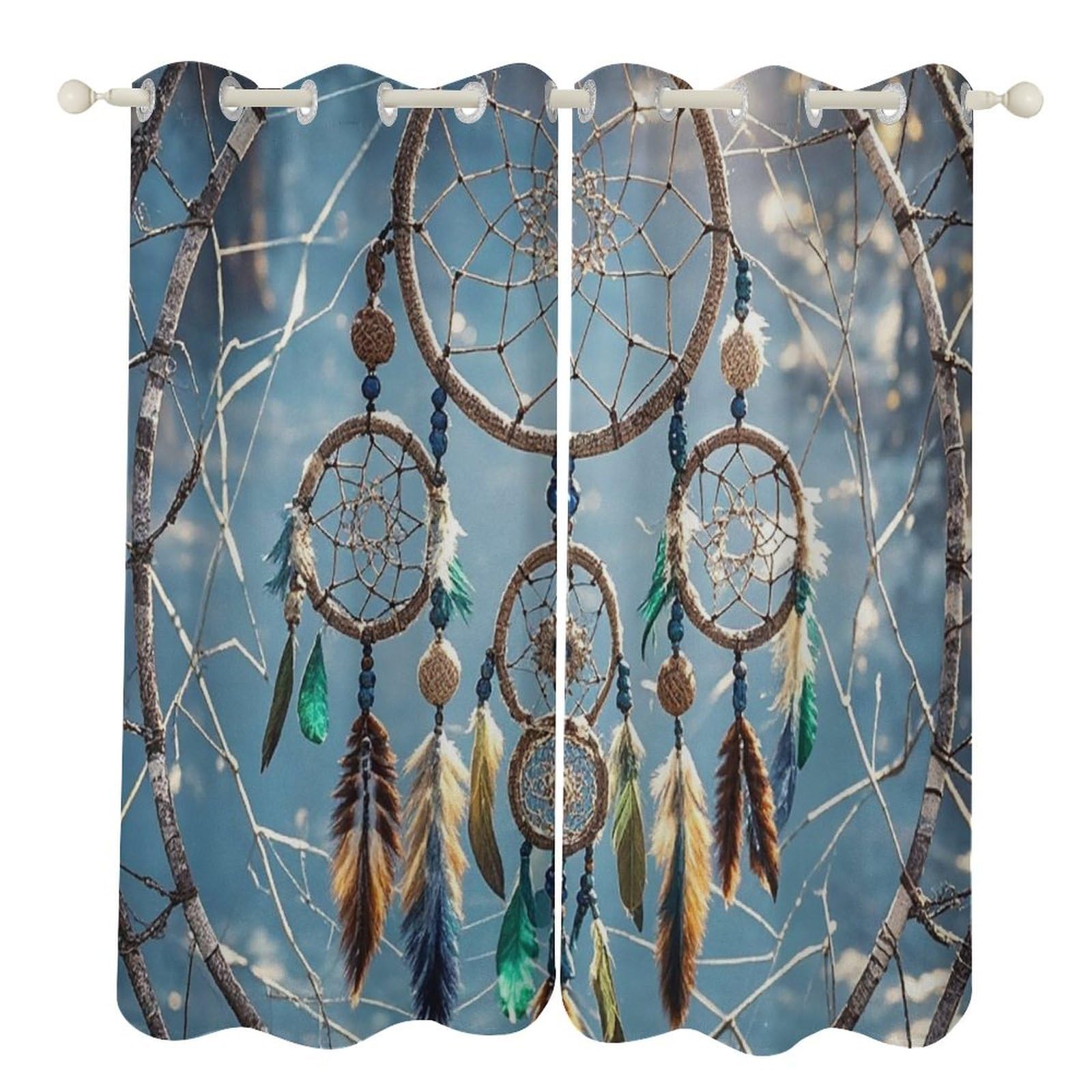 Rideaux occultants attrape-rêves 132x213 cm pour salon et chambre