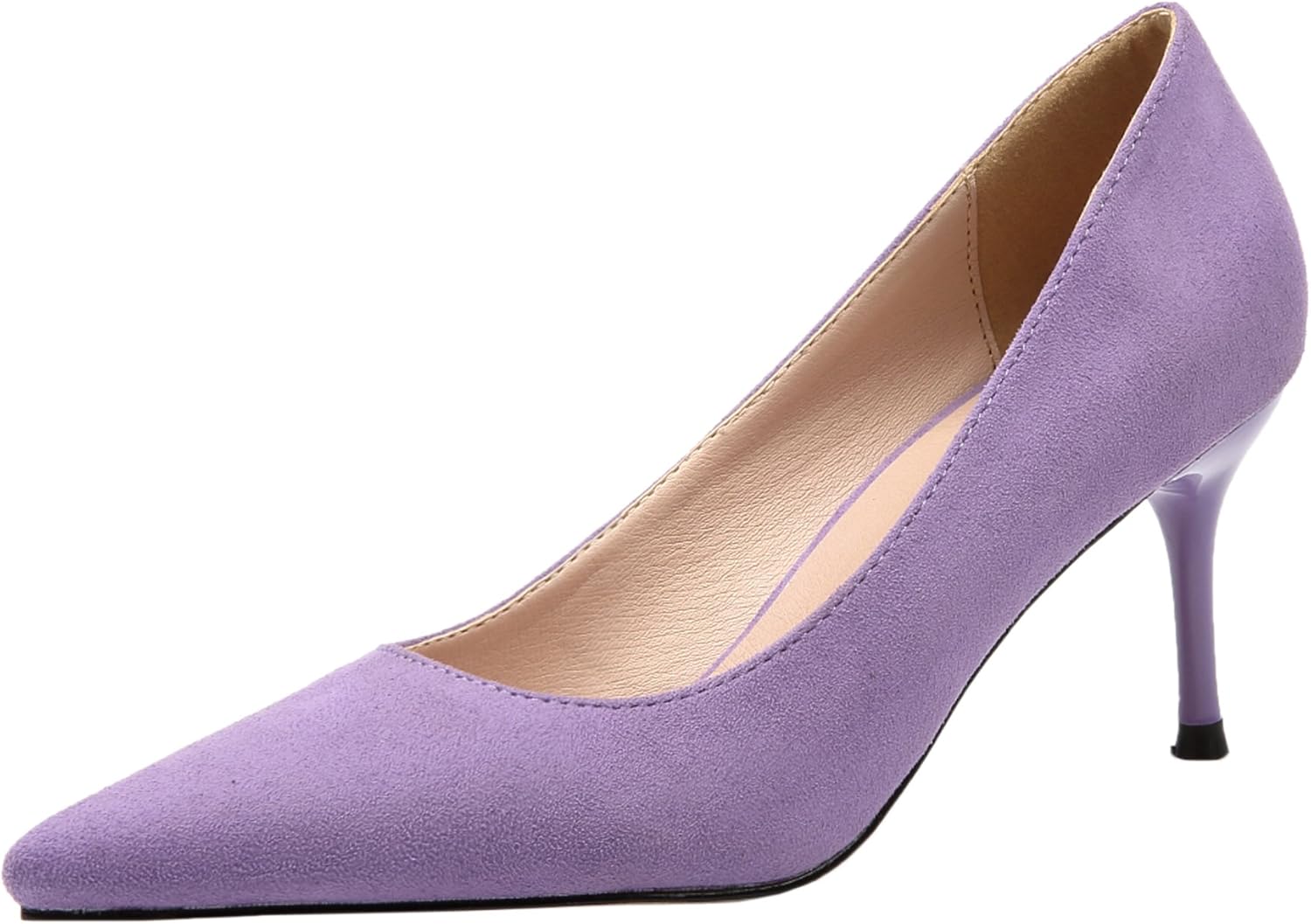 BIGTREE Women High Heels Suede Elegant Pointed Toe Shoes Purple Dress Pumps 10 B(M) US