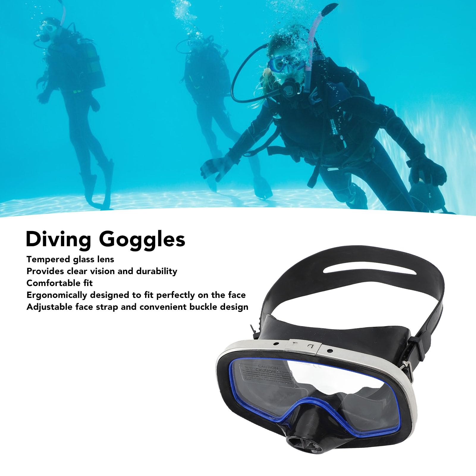 Generic Gafas de Buceo, Lentes de Vidrio Templado a Prueba de Agua de Silicona, Gafas Subacuáticas con Vista Clara para Bucear, Nadar, a Prueba de Arañazos, Cómodas para Bucear