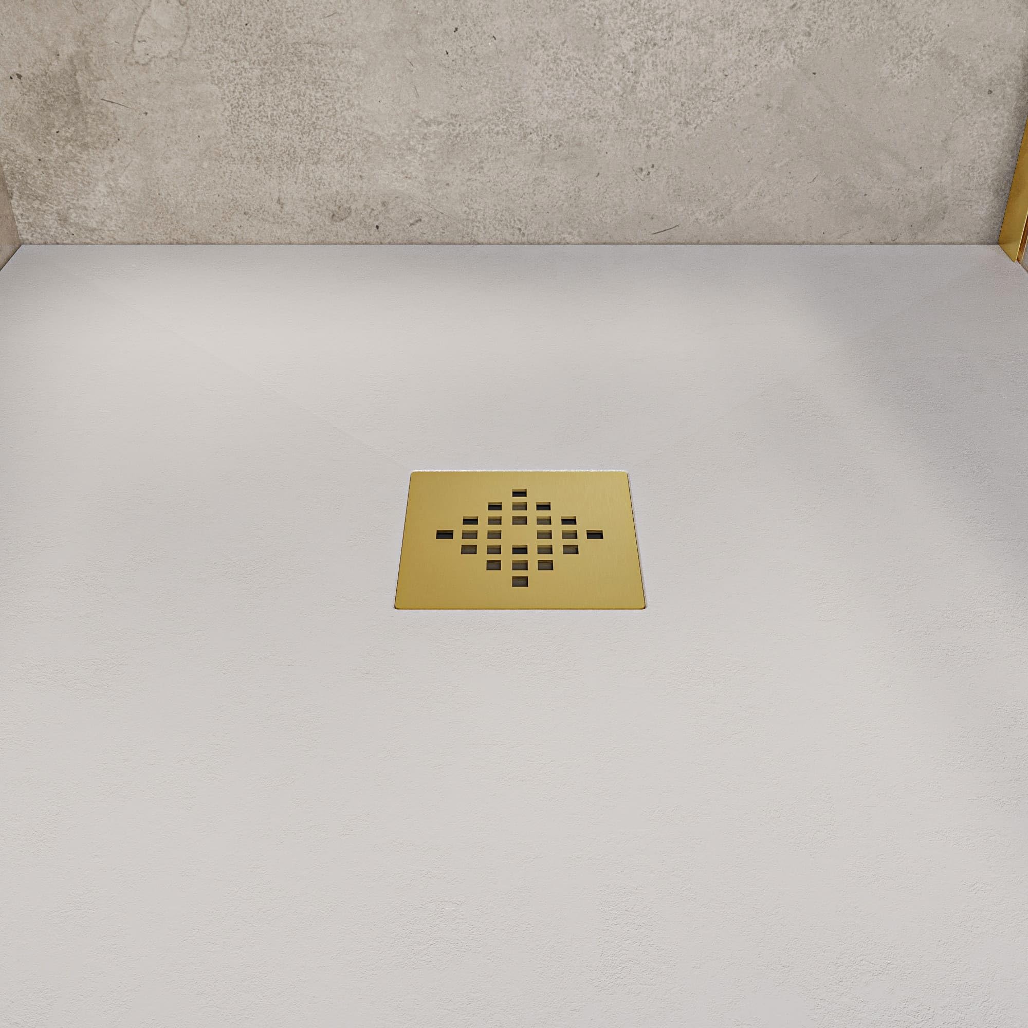 SOULHOME Plato de Ducha - Resina - Gel Coat - Textura Liso Seda - Antideslizante - Color Blanco Roto - 150X75- Extraplano 3cm. Incluye Válvula de desagüe - REJILLA GOLD