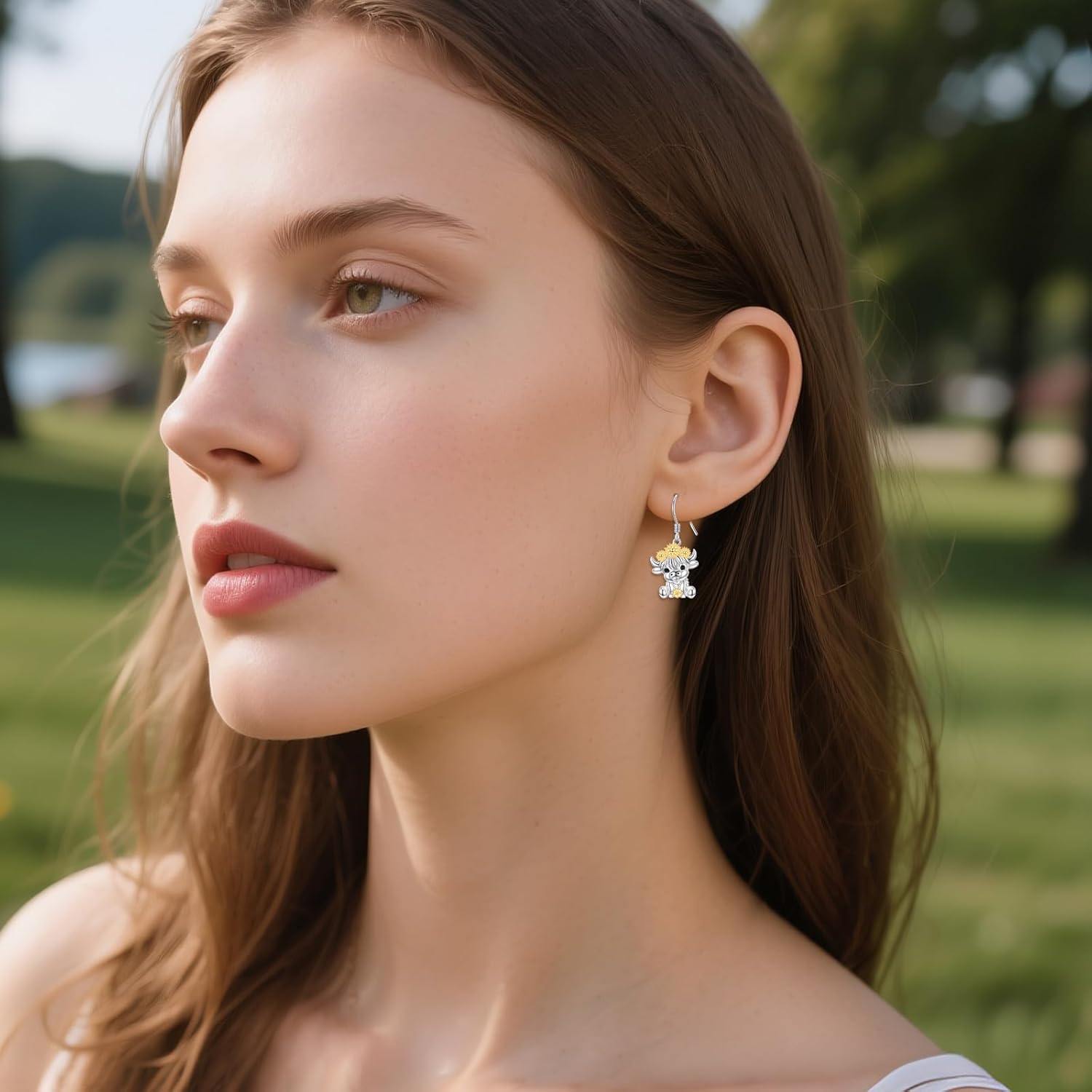 MONGAS Highland Cow Earrings Sterling Silver Highland Cow Drop Dangle Earrings Cute Animal Jewelry Gifts for Women - Image 3