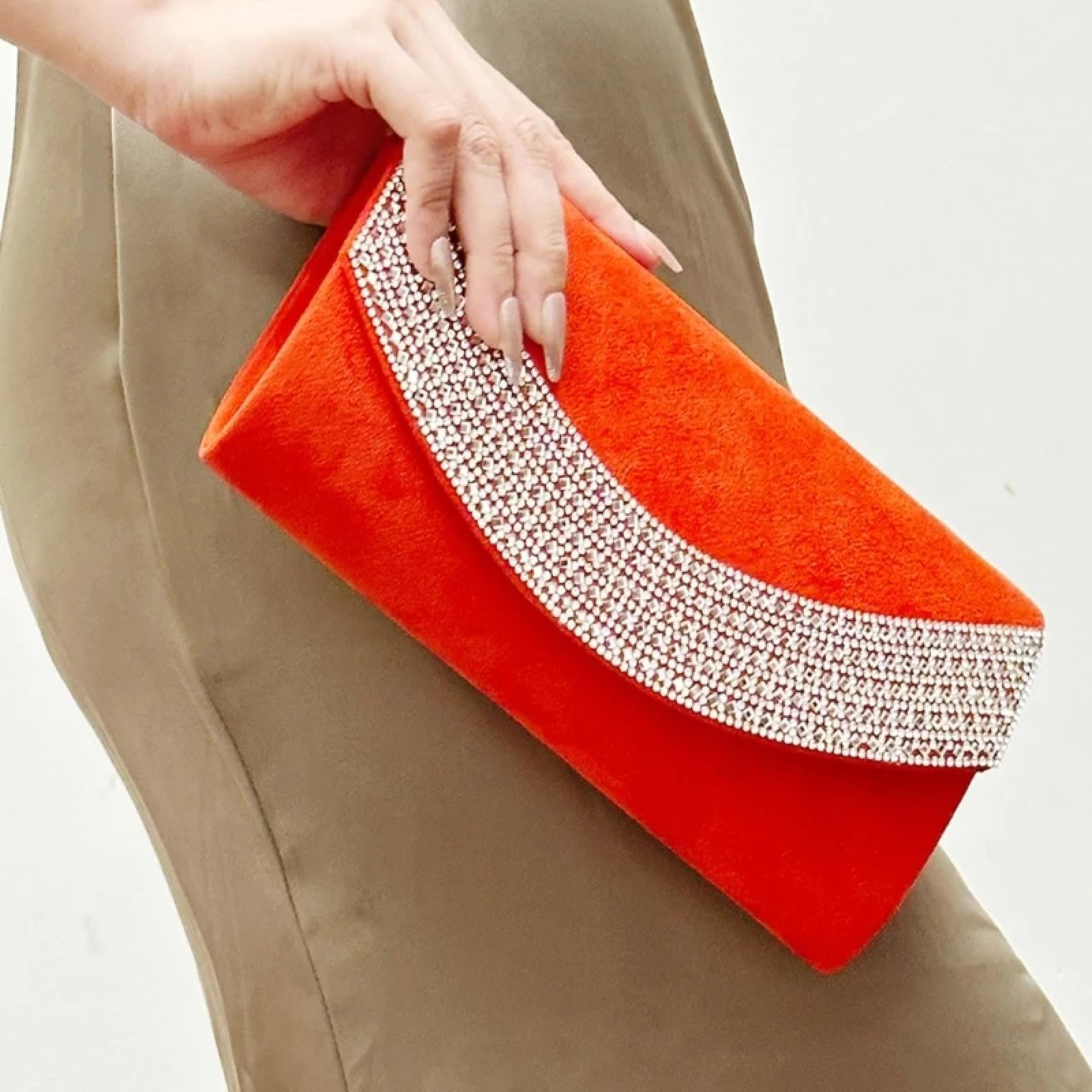 Pochette Donna Elegante Borsa da Sera in Velluto Glitterato da Donna Borsa da Ballo Borsa A Mano Borsa A Tracolla con Catena da Sposa