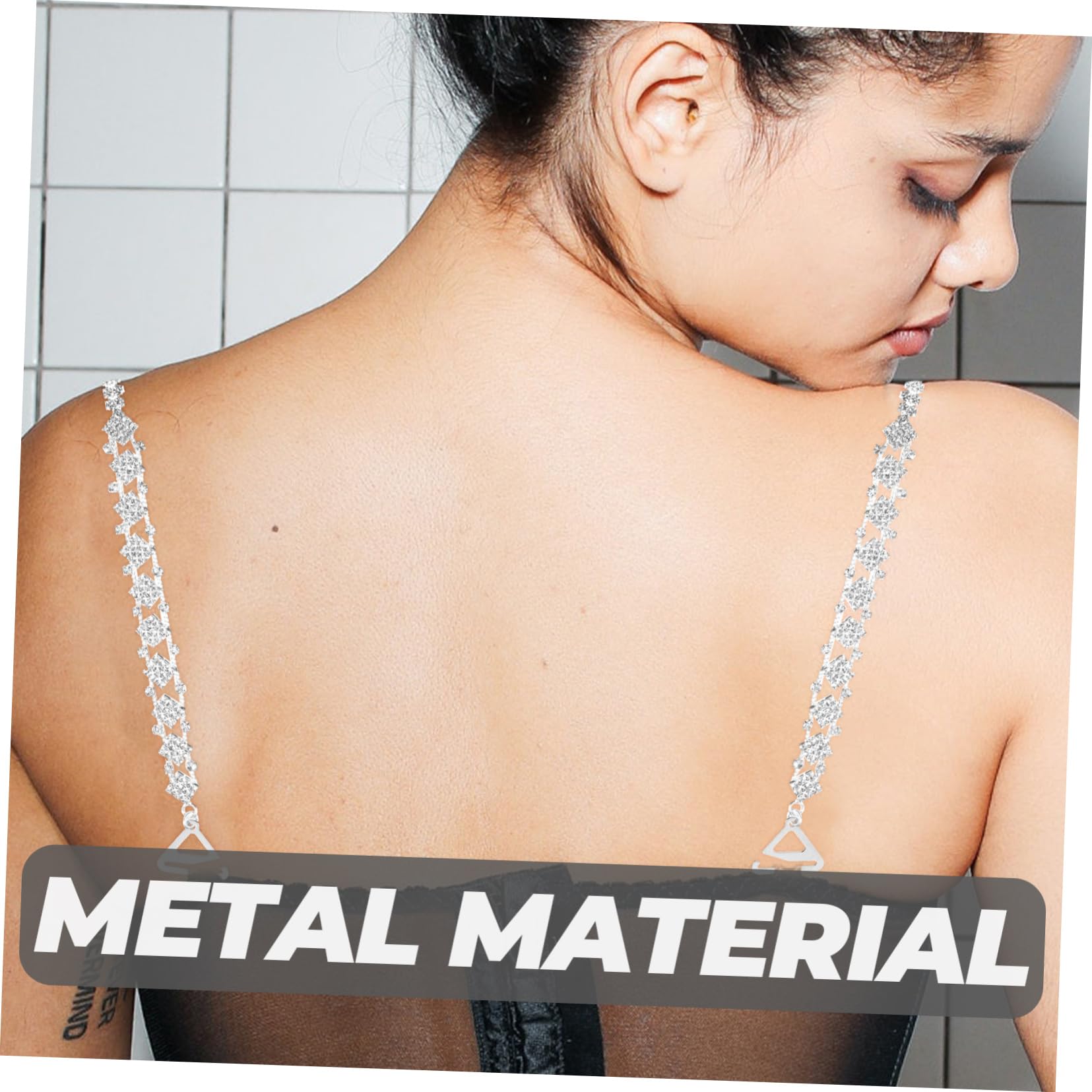 minkissy Tirantes De Sujetador Invisibles Para Boda Ajustables Y Extraíbles Con Cristales Con Clips Para Los Tirantes Para Vestido Accesorio Para El Hombro Acrílico Y Plateado