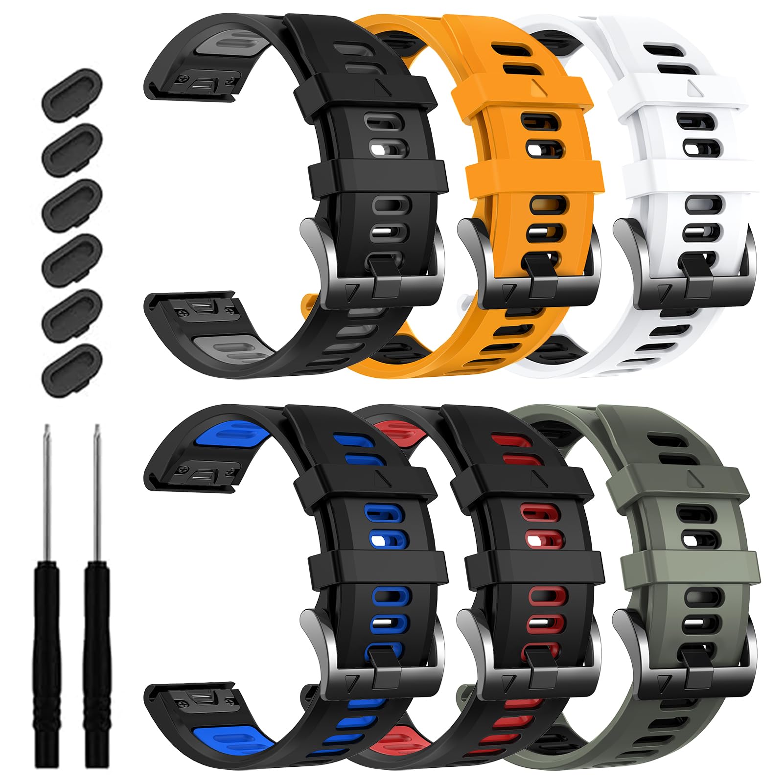 EZMVZKU silikonowy pasek 26 mm do zegarka Garmin Fenix 7X Pro / Fenix 6X Pro / Fenix 5X Plus / Fenix 3 HR, QuickFit, sportowy pasek do zegarka Tactix 7 Pro / Enduro 2 / Descent Mk2i