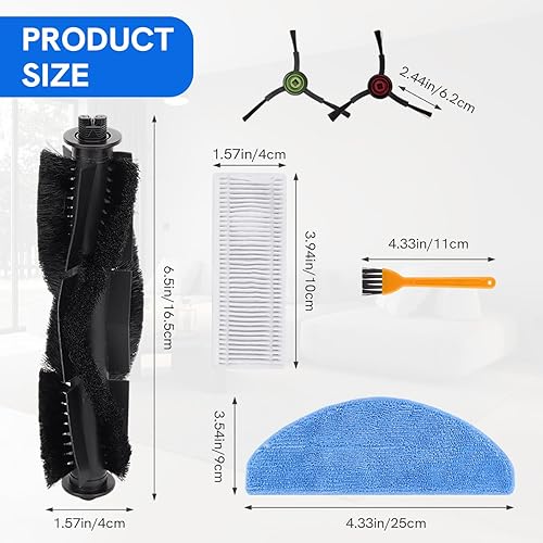Miniatura 2 de Piezas de repuesto para robot aspirador Tikom G8000 Max - Accesorios de repuesto - 1 cepillo de rodillo principal, 8 cepillos laterales, 4 filtros