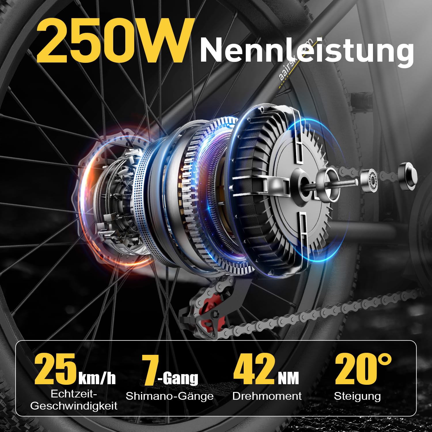 E Bike, 24"/26" Elektrofahrrad Trekkingrad E-Bike Herren Damen mit 36V 10/13AH Akku, 250W Motor, 55 km Reichweite Pedelec EBike Citybike mit 7/21-Gang-Getriebe für Erwachsene