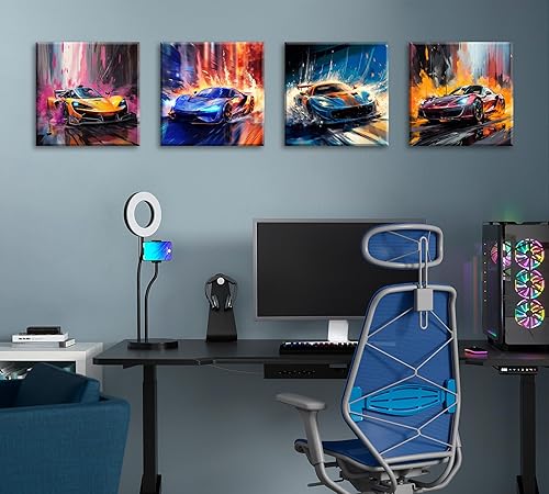 Miniatura 3 de DJSYLIFE Pósteres de automóvil para decoración de habitación de hombres, lienzo impreso, arte de pared de superauto, imágenes de carreras para