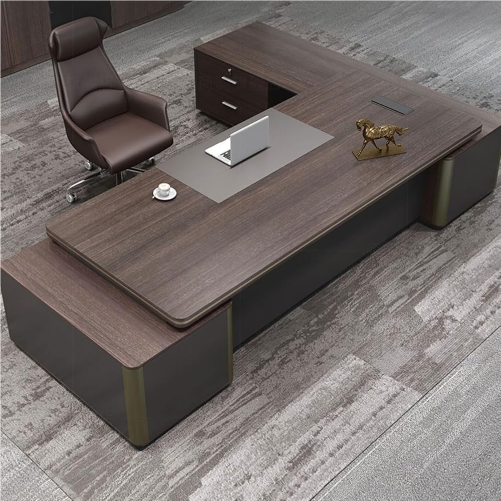 94 Inch Executive Office Desk with Lateral and Storage Cabinet Home Office Desk with Drawers Business Workstation Furniture for Home Office(94in)