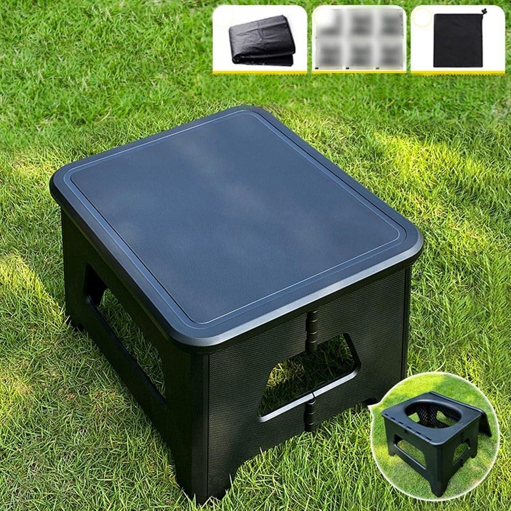 Portable Camping Toilet Chair 100kg Load Stool for RV(Large Black)