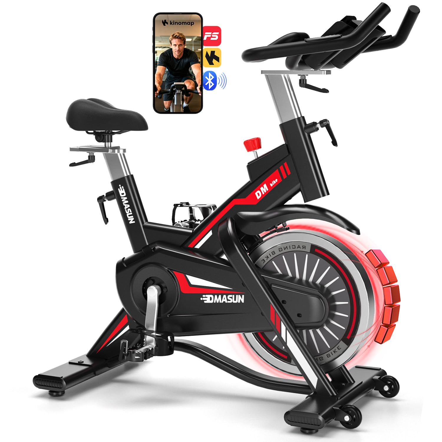 DMASUN Heimtrainer Fahrrad mit magnetischem Widerstand, sanftes & leises Hometrainer Fahrrad, kompakt, stark & komfortabel mit App-Kompatibilität, für die ganze Familie, bis 180 kg belastbar Sport & Freizeit