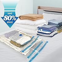 Vista 2 de Vacuum Storage Bags with Hand Pump, Plastic Packaging Bags, 80% Space Saver Vacuum Seal Bags for Clothing, Travel Lugggage, Blankets, Comforters, 16