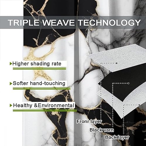 Miniatura 6 de Cortinas de mármol para dormitorio, arte abstracto moderno de lujo, textura de mármol blanco y negro, tratamientos de ventana para sala de estar,