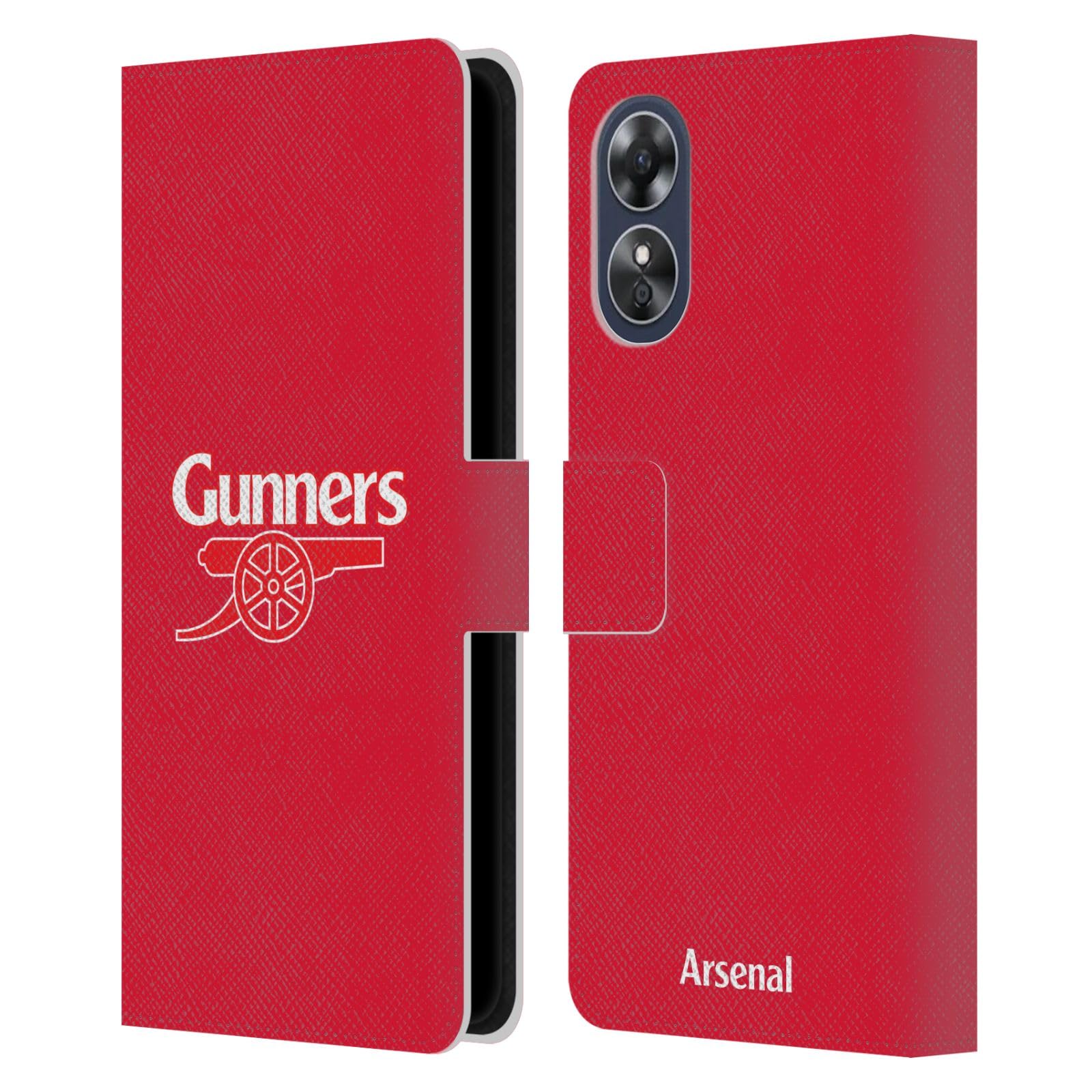 Head Case Designs Officially Licensed Arsenal FC Gunners Red Crest 2 Leather Wallet Case Compatible With Oppo A17