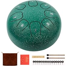 Rain Drum For Outside, Steel Tongue Drum 6 Inch 8 Notes, Panda Drum with Mallets for Musical Education Entertainment Gifts Green