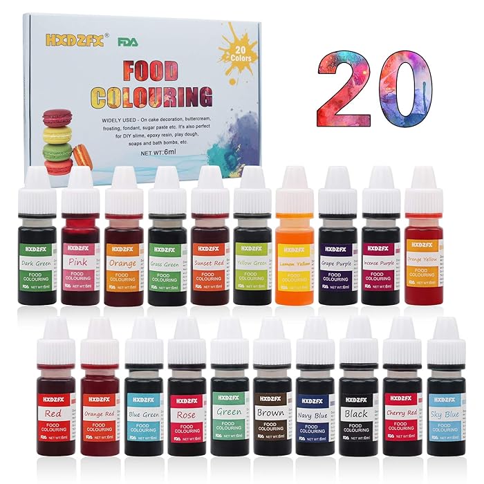 Buy Food Colouring 20 Colours x 6ml Food Dye Concentrated Liquid Cake