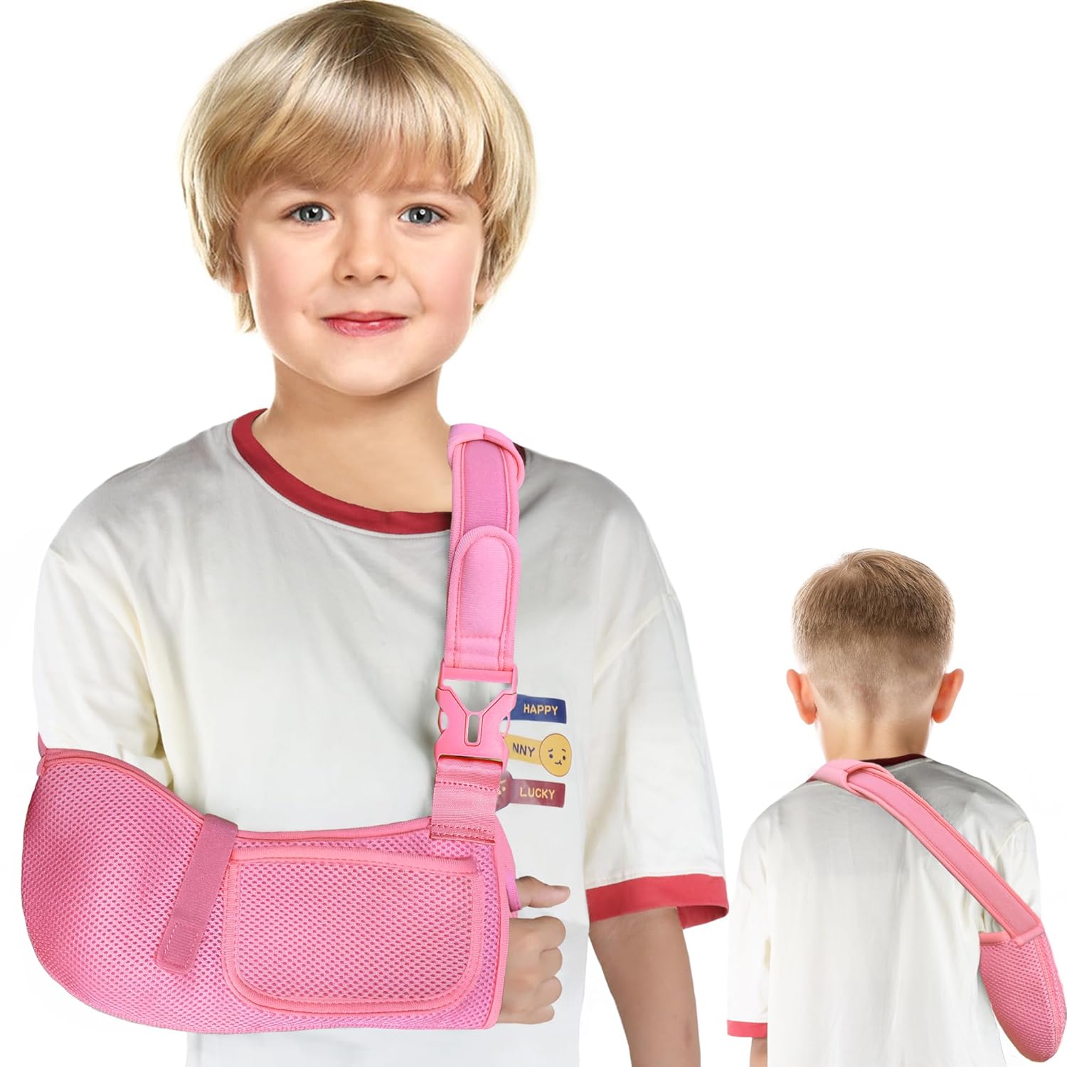 Kids Arm Sling,Mesh Medical Sling with Adjustable Shoulder Pad,Breathable Children Arm Support Shoulder Immobilizer Brace for Elbow,Wrist Injury,Torn Rotator Cuff,Post-Surgery(Pink,Small) - Image 8