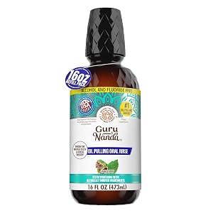 GuruNanda CocoMint Oil Pulling Mouthwash for Complete Oral Hygiene 7 Essential Oils Vitamins for Happy Teeth Gums Fresh