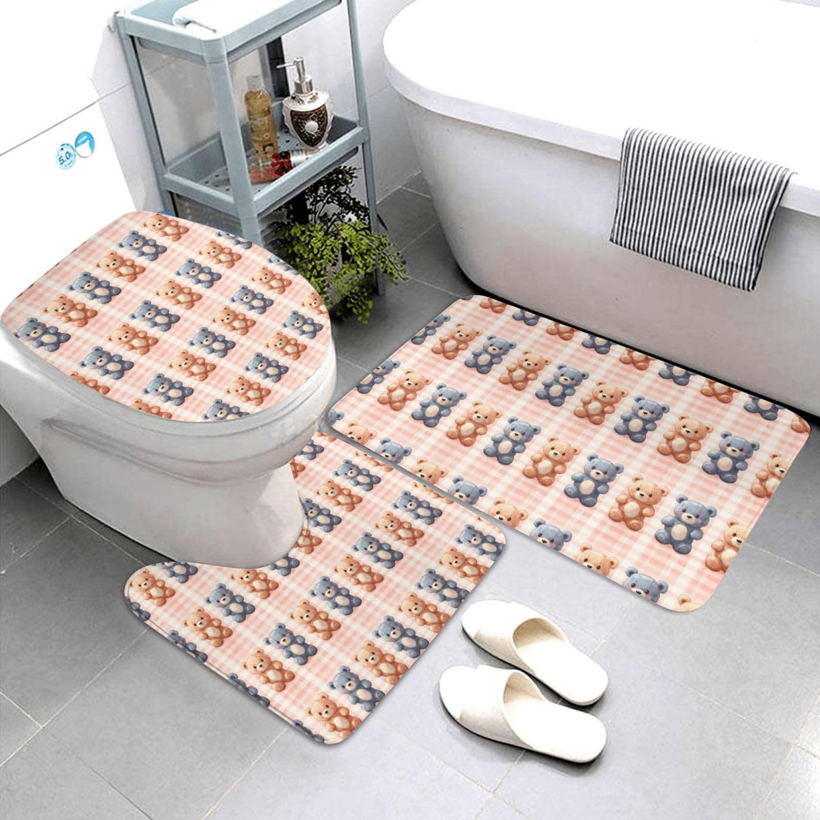 Tapis de salle de bain pour sortie de baignoire familiale motif ours