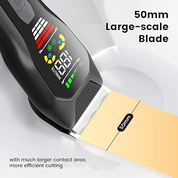 Body Hair Trimmer for Men Cordless Pubic Hair Trimmer Electric Ball Shaver with Display & Light 4 Limit Combs 2 Gear Speed Groomer kit for Beard Groin Professional Barber Clippers