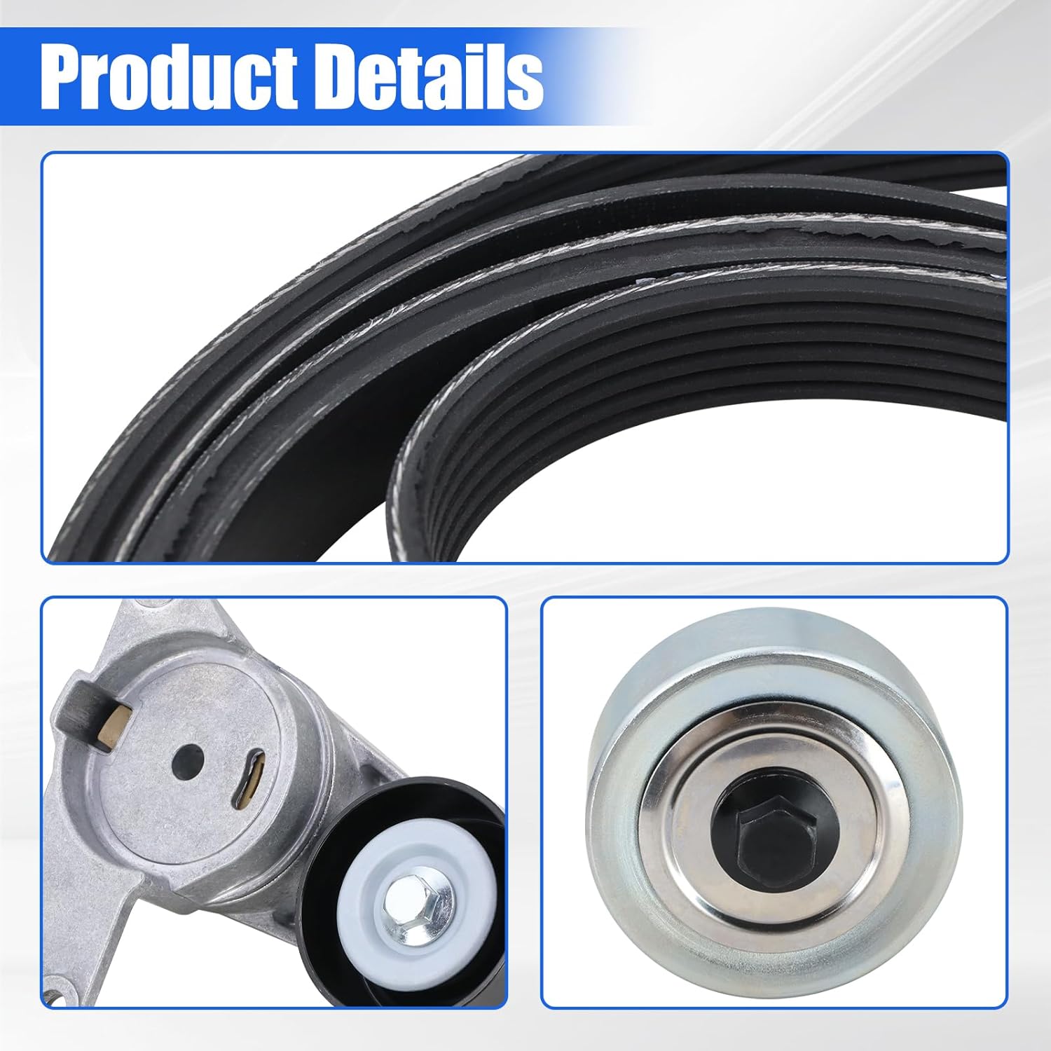 Serpentine Belt Tensioner Drive Component Kit Compatible with GMC Acadia Terrain/Chevy Impala Malibu Traverse Equinox/Buick Enclave/Cadillac XTS SRX 3.0L 3.6L Replace 12610680 12626644 6K938