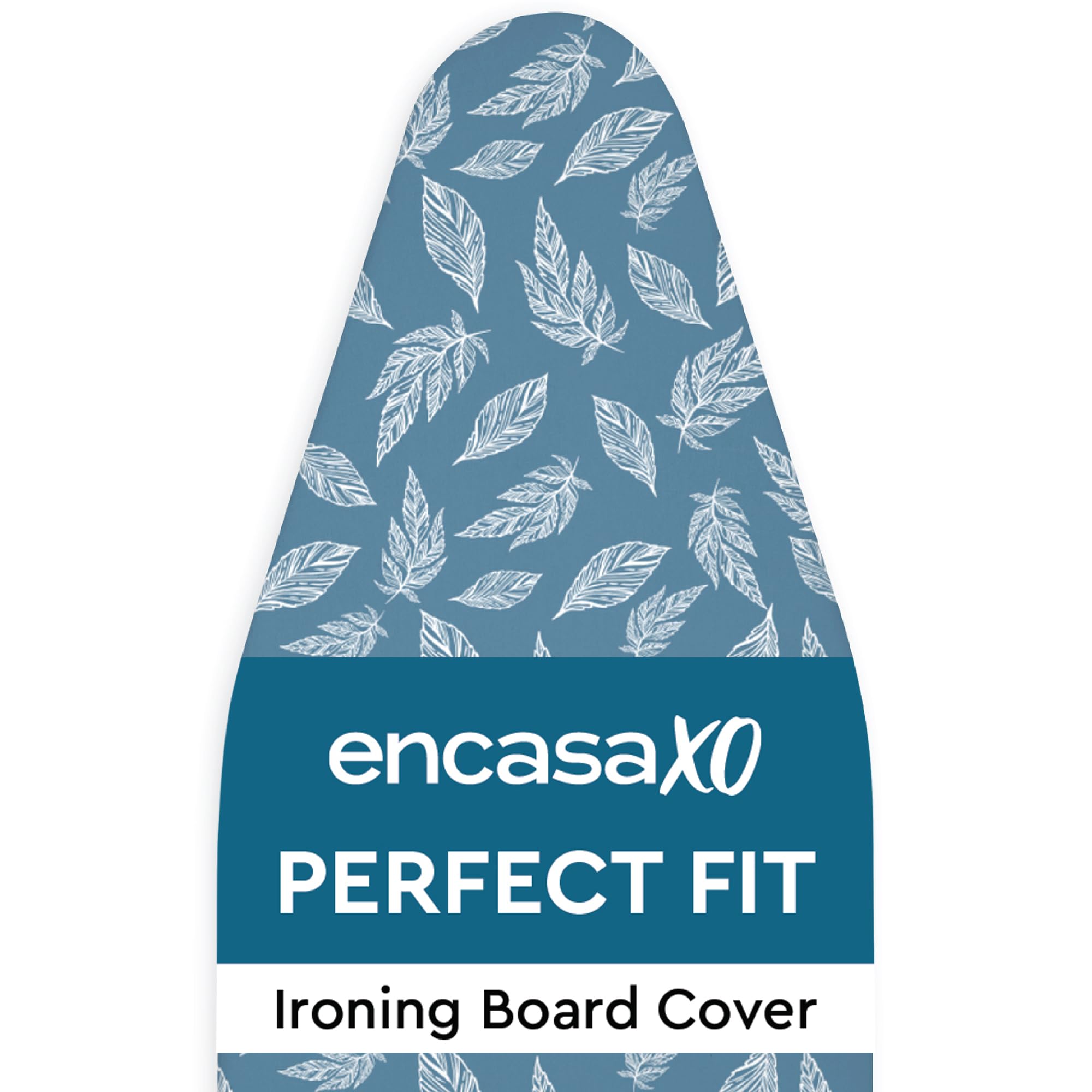 Ironing Board Cover and Pad 54"x15" - Thick 3mm Felt Padding, Drawstring Tightening & Lock, Easy Fit, Scorch & Stain Resistant, Fits Standard Large Ironing Board - Big Leaves Blue