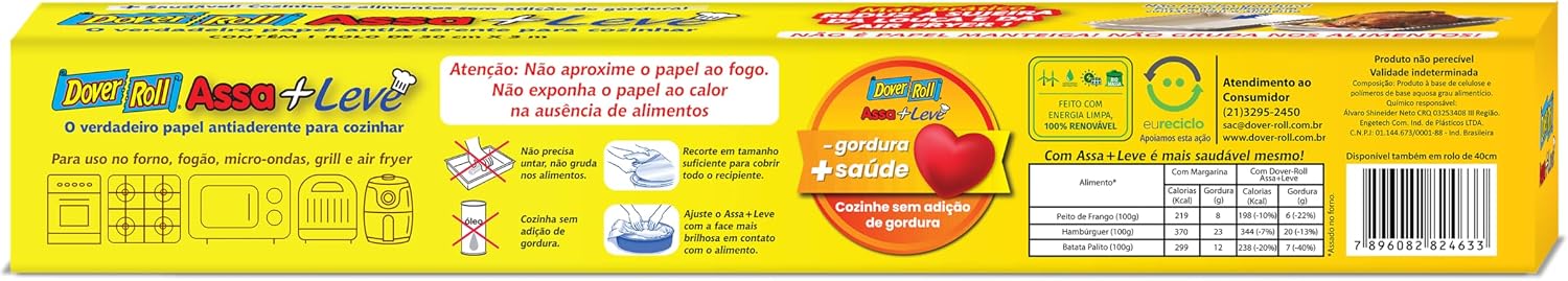Dover-Roll Dover Assa+Leve - Papel Antiaderente Para Cozinhar Rolo De 30Cm X 3M