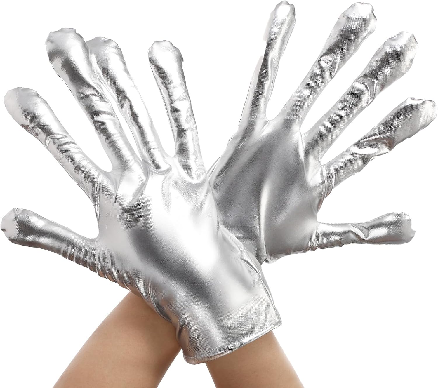 Maiteenly Shiny Metallic Gloves Halloween Alien Gloves Space Cosplay Costume Accessory Halloween Party Adult