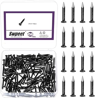 Swpeet 150Pcs 3/4" Black Hardware Nails Assortment Kit, Steel Nail, 2x20mm Galvanized Nails, Small Nails, Finishing Nails, Wall Nails, Wood Nails, Nails for Concrete Brick