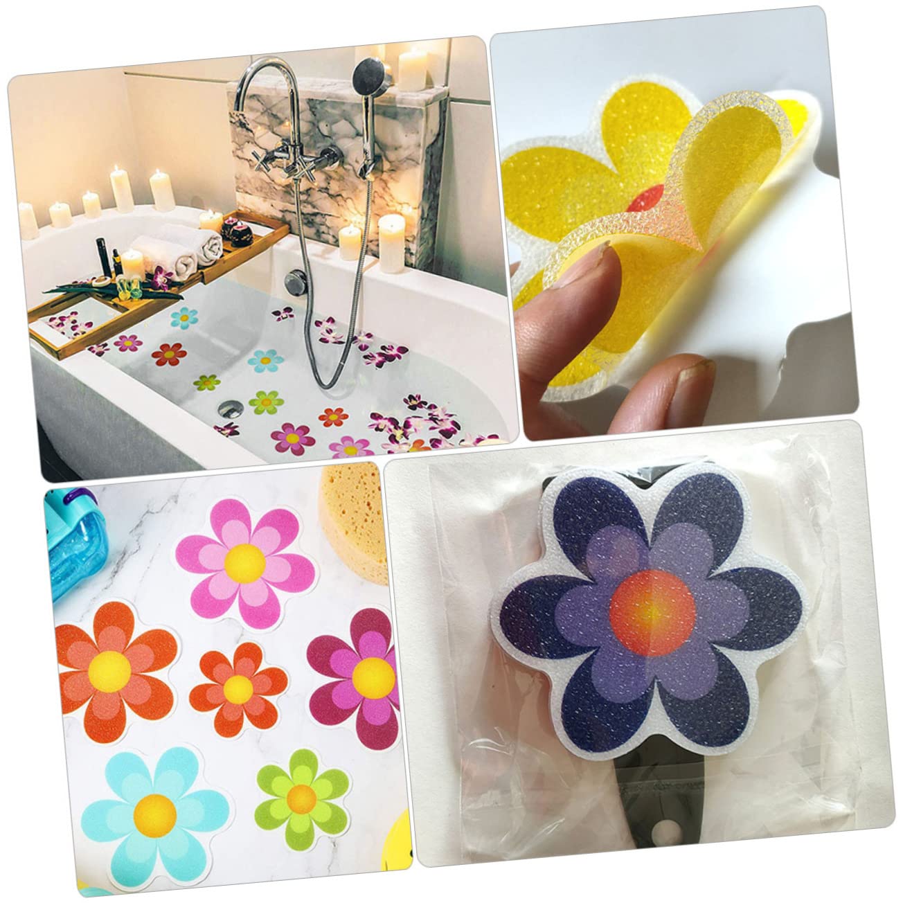 Ciieeo 2 Juegos Adhesivos Antideslizantes para Flores. Apliques De Bañera Agarre De La Bañera Pegatinas Colorida Piso Pegatinas De Polivinilo Dibujos Animados Grava Niño