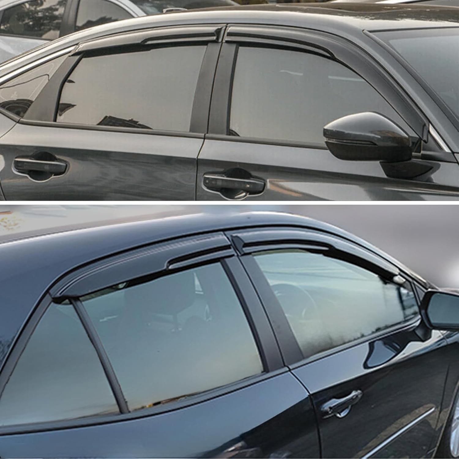 Window Visors for 2022-2025 Honda Civic Sedan - 4PCS Smoke Tint Side Window Deflectors, Outside Mount Rain Guards, Easy Tape-On Installation, Weather Protection & Reduce Wind Noise 2022-2024 Civic Sedan