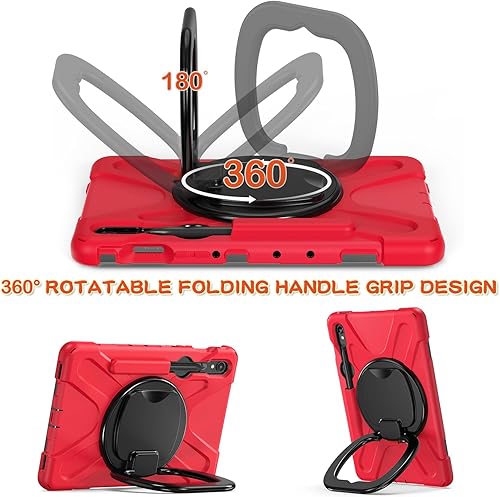 Miniatura 10 de Funda de rotación 360 para Samsung Galaxy Tab S9 de 11 pulgadas, funda resistente con anillo giratorio, soporte para hombro, correa de mano,