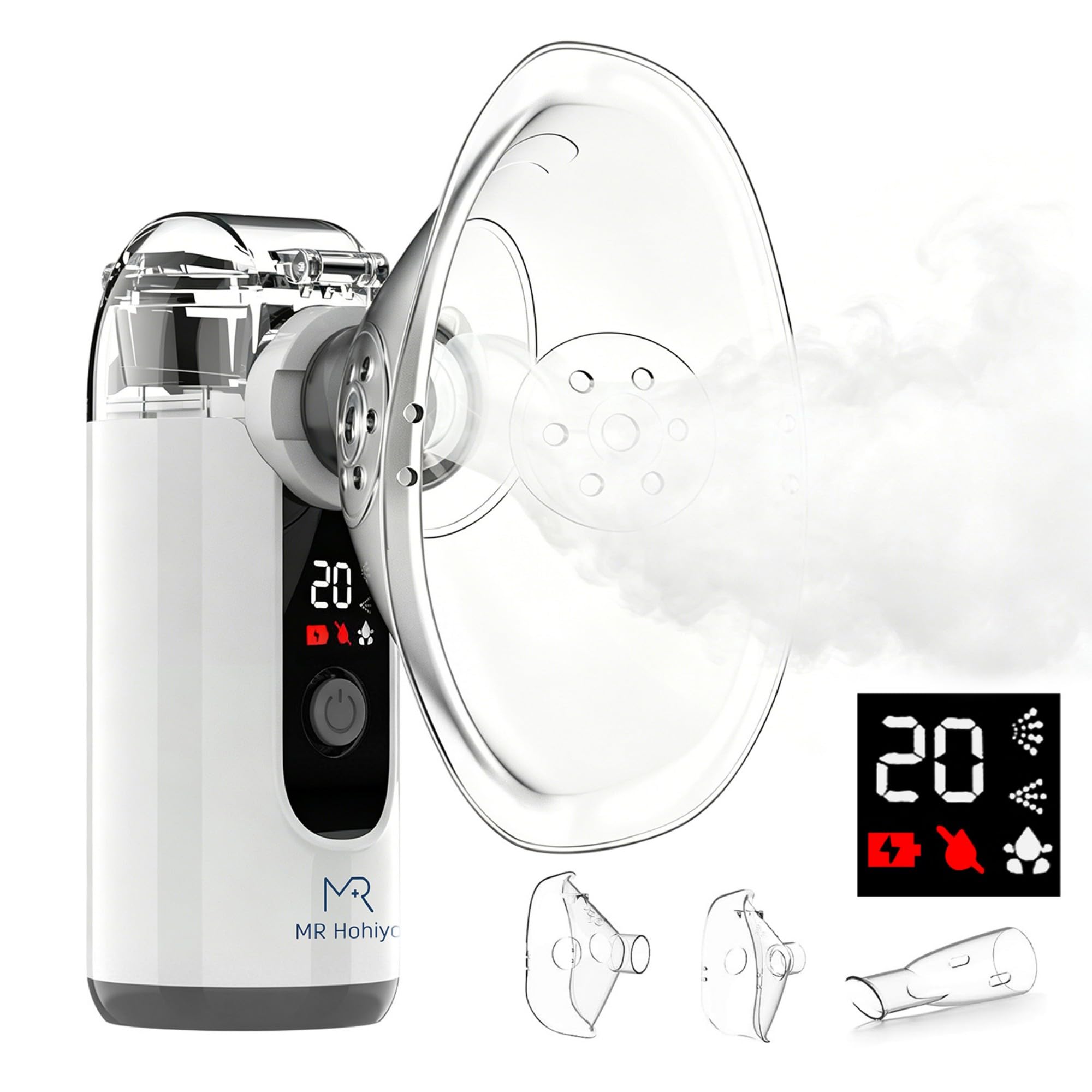 Inhalationsgerät, Leise Inhaliergeräte für Erwachsene und Kinder | Partikelgröße 1-5µm, 2 Zeitgesteuerte Sprühmodi, Automatische Reinigungsfunktion, Tragbar & USB-aufladbar