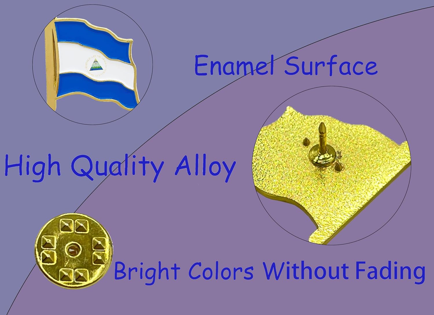 stidsds Nicaragua Flag Pin - Nicaragua Flags Pins Lapel Nicaraguans Flag Enamel Lapel Pin Men Women Suit & Waving Patriotic Metal Badge Souvenir Hat Backpacks Decoration(4 Pack) - Image 6