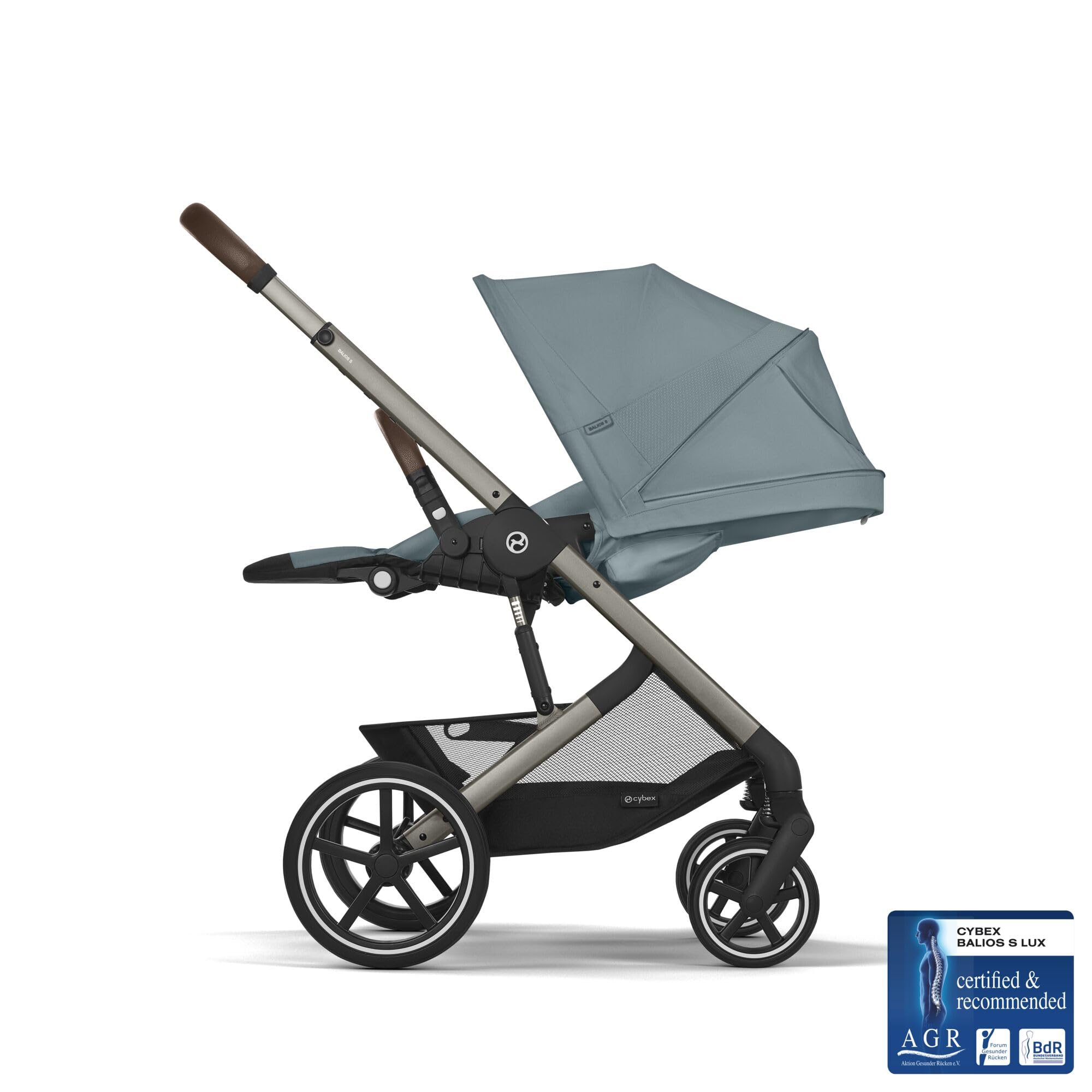 CYBEX Gold Balios S Lux Passeggino, Posizione Reclinabile Ergonomica, Sistema di Cintura con Una Sola Mano, Dalla Nascita Fino a 22 Kg (Circa 4 Anni), Stormy Blue