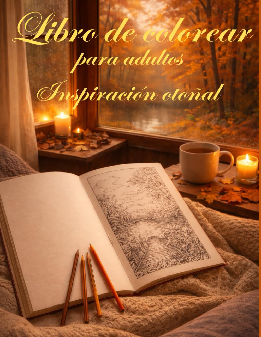 Libro de colorear para adultos - Inspiración otoñal: Libro para colorear otoñal | 50 motivos únicos | Ilustraciones de arte lineal muy detalladas | ... | Reducción del estrés | Animales | Bosques