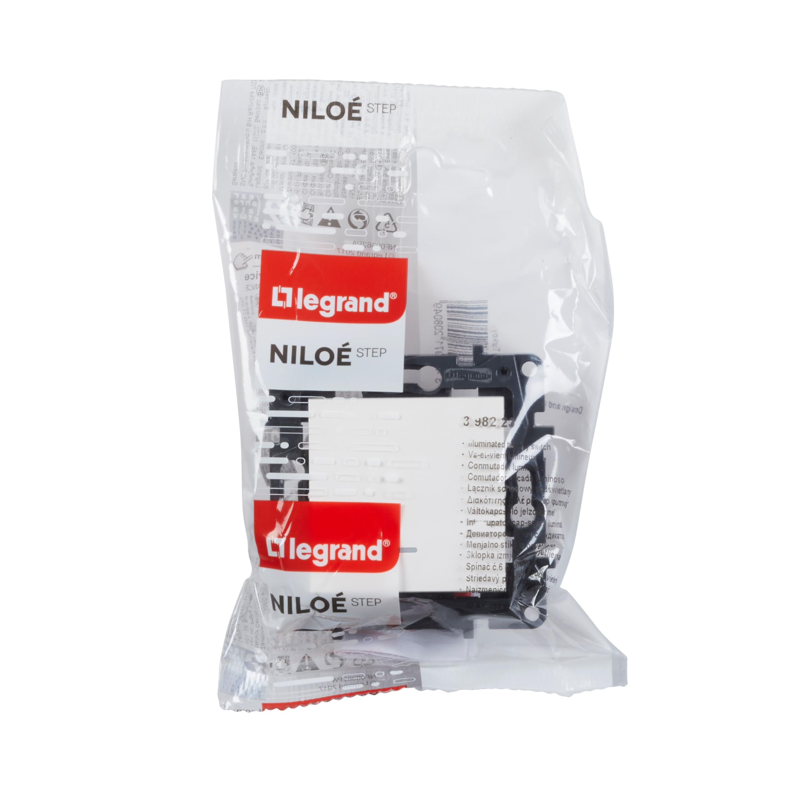 Interrupteur Double Legrand Niloé Step - 10AX, Couleur Aluminium - Bornes Automatiques, Installation Encastrée Facile - 7