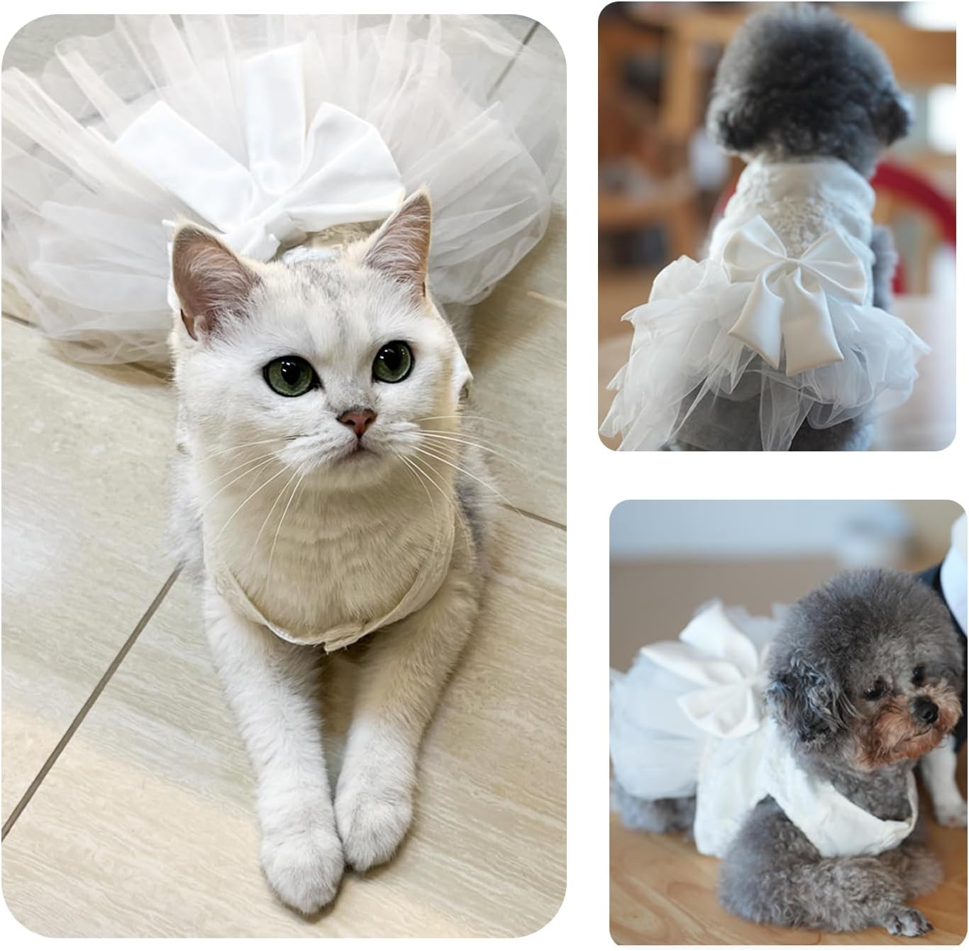 Dog Dress Wedding Outfits, Princess Lace Tutu Strappy Skirt for Female Puppy Small Medium Dogs Girl Cats Costume (Embroidery Dress, 3X-Large)