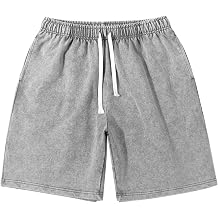 Oymyakon Men's Athletic Sweat Shorts Washed Cotton Gym Short Elastic Waist Drawstring Workout Shorts with Pockets
